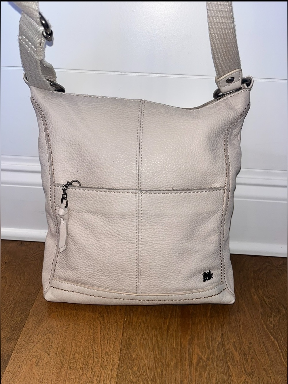 The Sak Lucia Cream Leather Crossbody Bag Pebbled Leather Purse: